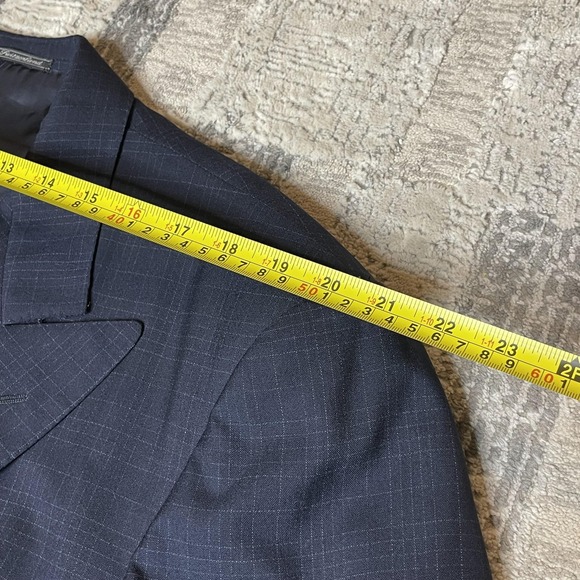Ermenegildo Zegna Blazer Mens Large Navy Double Breasted Super 100s FLAWS READ* - Picture 13 of 16